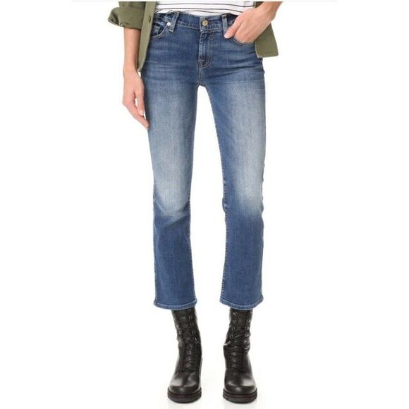 NWT SEVEN 7 FOR ALL MANKIND Sz 30 CROPPED BOOT PRECISION KICK FLARE JEANS  $199 - Picture 4 of 7